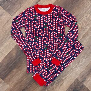 Hanna Andersson Candy Cane Christmas Pajamas Pant Set Holiday Organic 12 Girl